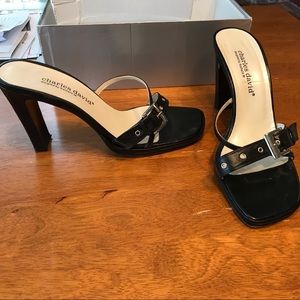 Charles David black leather heels size 9